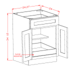 Double Door Double Drawer One Rollout Shelf Base Kits