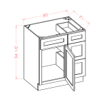 Bases combinadas de mueble de baño con cajones a la derecha