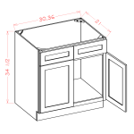 Bases de mueble de baño para lavabo de dos puertas y dos frentes de cajón