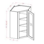 Gabinetes de pared esquineros diagonales con puerta de vidrio