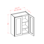Gabinetes de pared de dos puertas, 36" de alto