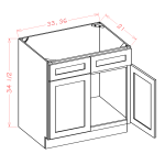 Bases de mueble de baño para lavabo de dos puertas y un frente de cajón