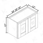 15'' H Double GlassDoor Wall Cabinets