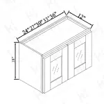 18'' H Double GlassDoor Wall Cabinets