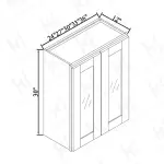 30'' H Double GlassDoors Wall Cabinets