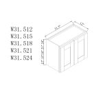 Gabinetes de pared de dos puertas, 24''D