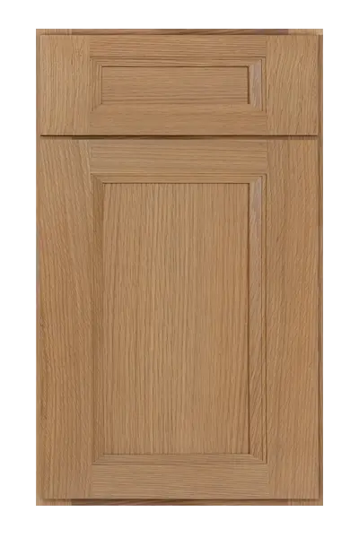 Canyon Oak cabinet door, a five-piece mitred white oak door in a light golden stain